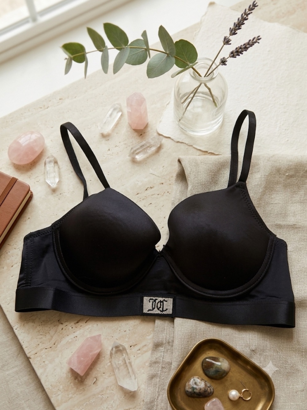 Y2K Juicy Couture Push‑Up Bra – Size 34B | Rhinestone Bling | Retro Glam